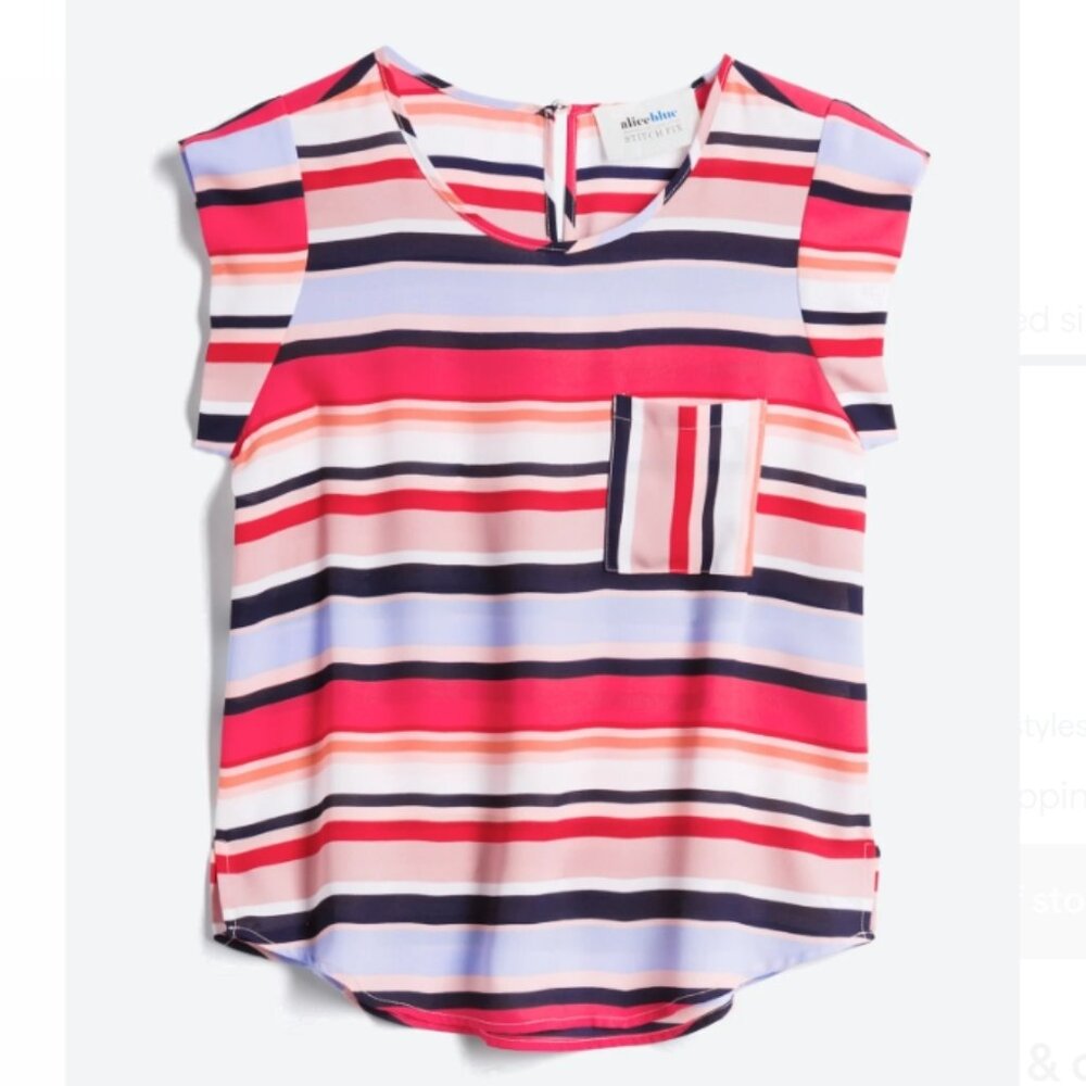 Alice Blue Bushnell One Pocket Blouse - Pink - L